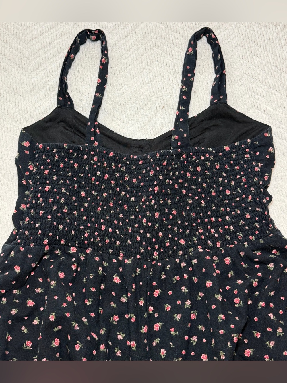 American Eagle Outfitters black w/ Pink Floral Print wide leg crop jumpsuit - LG - Picture 8 of 11